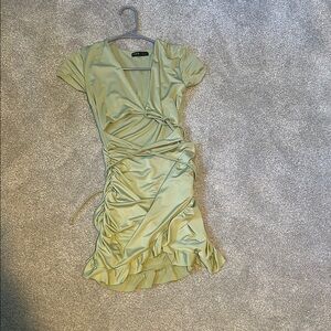 A New Day Yellow Ruched Bodycon Midi Dress